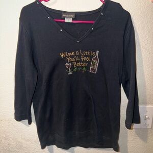 Get Lucky Black Wine Graphic Blouse